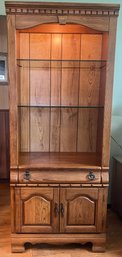 Solid Wood Lighted Display Cabinet With Drawer & Storage