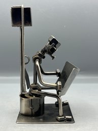 Handcrafted Metal Sculpture - On The Toilet