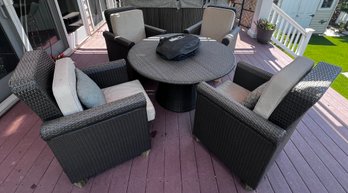 Outdoor Patio Set With Built-In Fireplace In Table & 4 Chairs- Chair And Table Covers Included