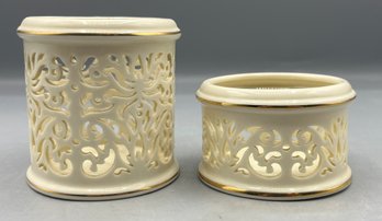 Lenox Pierced Porcelain Tea Light Holders - 2 Total