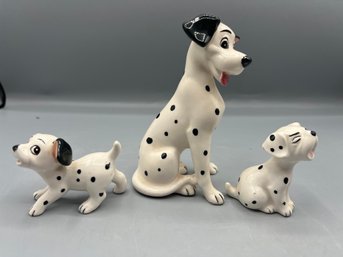 Walt Disney Productions 101 Dalmatians Hand Painted Ceramic Figurines - 3 Total - Made In Japan