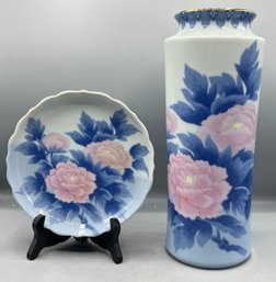 Macys Easter Spring Porcelain Vase & Bowl Set - 2 Pieces Total