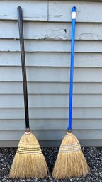 Wooden Handle Brooms - 2 Total