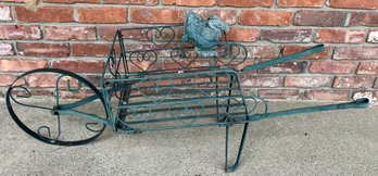 Outdoor Wrought Iron Garden Wheelbarrow Plant Stand