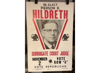 Pierson R. Hildreth Surrogate Court Judge Campaign Advertising Poster