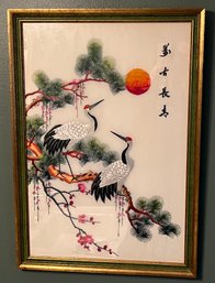 Handmade Chinese Silk Panel Framed