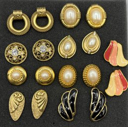 Gold-tone Costume Jewelry Post Earring Sets - 9 Sets Total