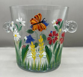 Hand Painted Glass Ice Bucket