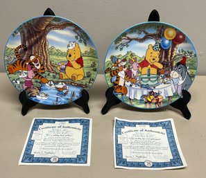1998 Bradford Exchange Winnie The Pooh Collector Plates - Sort Of Day/a Great Day For A Celebration - 2 Total