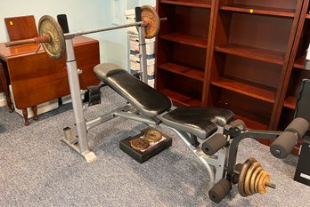 Fitness Gear Adjustable Bench With Assorted Weights & Bar Included