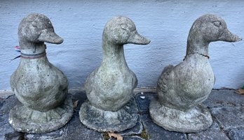 Outdoor Cement Duck Statues - 3 Total