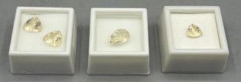 Yellow Labradorite Faceted Gemstones - 3 Total - 14.75 CT Total