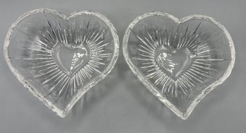 Mikasa Crystal Heart Shaped Candy Bowls - 2 Total