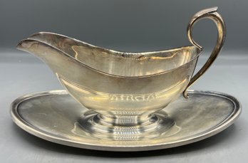 Gorham Silver Plated Gravy Boat With Attached Saucer