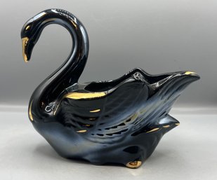 Hand Painted Ceramic Swan Planter