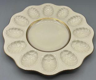 Lenox Ivory Porcelain Deviled Egg Platter Hand Decorated With 24K Gold