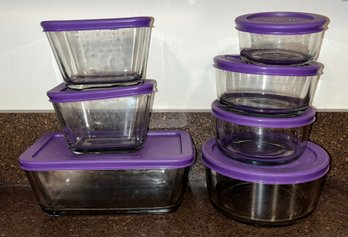 Anchor Glass Tupperware Containers - 7 Total