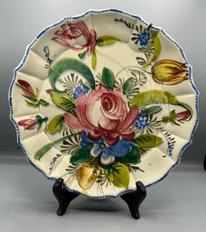 Hand Painted Floral Pattern Ceramic Wall Plate - Made In Italy 108/3