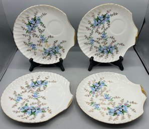 Vintage Japanese Porcelain Forget Me Not Saucer Set - 5 Pieces Total