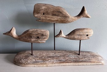 Whale Family Made Out Of Beech Wood Decor