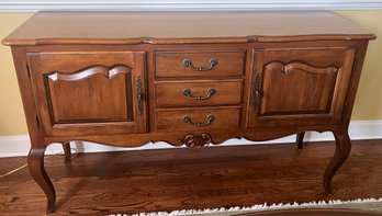 Ethan Allen Country French Bordeaux Finish Solid Wood Sideboard Credenza Buffet