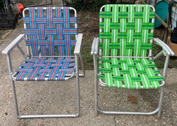 Retro Outdoor Aluminum Folding Chairs - 2 Total