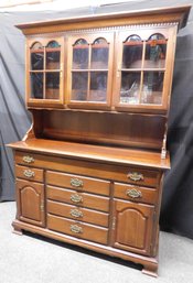 Solid Wood 7-drawer Buffet With Hutch - 2 Piece