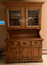 MLU Furniture Solid Wood Stained Glass Curio Cabinet