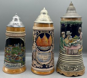 German Beer Steins - 3 Total