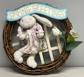 Decorative Spring Greetings Wooden Holiday Wreath