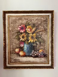 Original Artist Signed Oil On Canvas Framed - Floral Bouquet