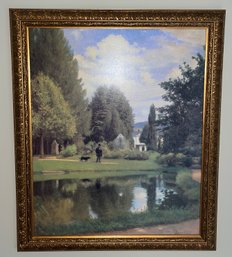 Odoardo Borrani Reproduction Canvas Framed Print - Garden Walk