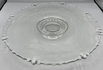 Etched Glass Pedestal Cake Platter