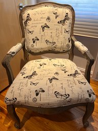 Custom Upholstered Butterfly Pattern Accent Chair