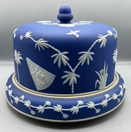 Blue Jasperware Cake Platter With Lid