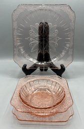 Jeanette Glass Co. Adam Pattern Candy Dish Set - 3 Pieces Total