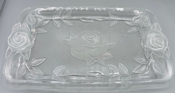 Frosted Glass Floral Pattern Serving Platter