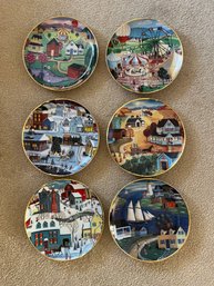 American Folk Art Collection Steven Klein Limited Edition Collectible Fine Porcelain Wall Plates - 6 Total