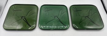 Decorative Dragonfly Pattern Glass Panels  - 3 Total