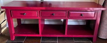 Hillsdale Furniture LLC Red Entryway Bench With Drawers And Storage Cubbys