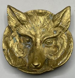 Brass Fox Face Trinket Dish