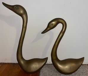 Large Hollow Brass Swans - 2 Total