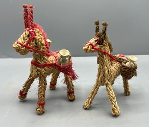 Decorative Twine Horse Figurines - 2 Total