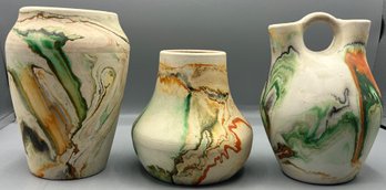 Nemadji Pottery Vases - 3 Total