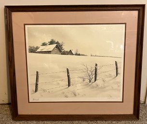 Butler Brown Signed 1981 Original Color Lithograph Framed - 2 Total - Winter Dusk / Morning Field