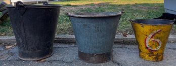 Metal Coal Scuttle Buckets - 3 Total