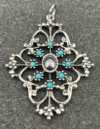 Avon Silver-tone Faux Turquoise Costume Jewelry Pendant