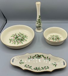 Lenox Holiday Pattern Porcelain Set - 4 Pieces Total