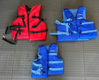 Assorted Flotation Aid Vests - 3 Total - Sizes Adult & Youth