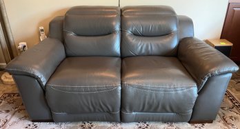 Jason Furniture Leather Cushioned Power Dual Function Recliner Love Seat